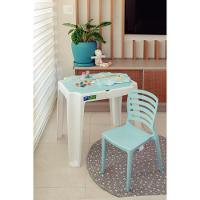 Conjunto De Mesa E Cadeira Infantil Tramontina Beni Em Polipropileno Azul Com Quadro De Atividades - 10