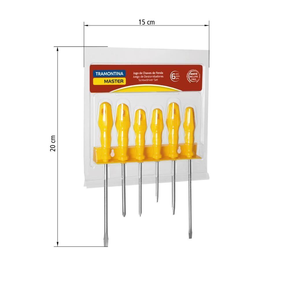 Jogo De Chaves De Fenda Chata E Cruzada Master Yellow Com Suporte 6 Peças - Tramontina 41516536 - 5