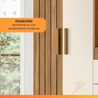 Guarda Roupas Casal Detalhes Frisados Com Espelho 4 Portas 4 Gavetas Viena Madeirado/off White - 5