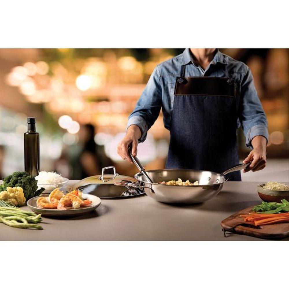 Wok Tramontina Grano Em Aço Inox Corpo Triplo Com Tampa E Cabo 32 Cm 5,2 L - 2