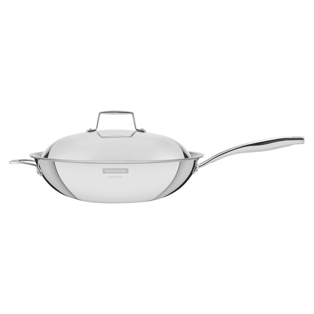 Wok Tramontina Grano Em Aço Inox Corpo Triplo Com Tampa E Cabo 32 Cm 5,2 L - 3