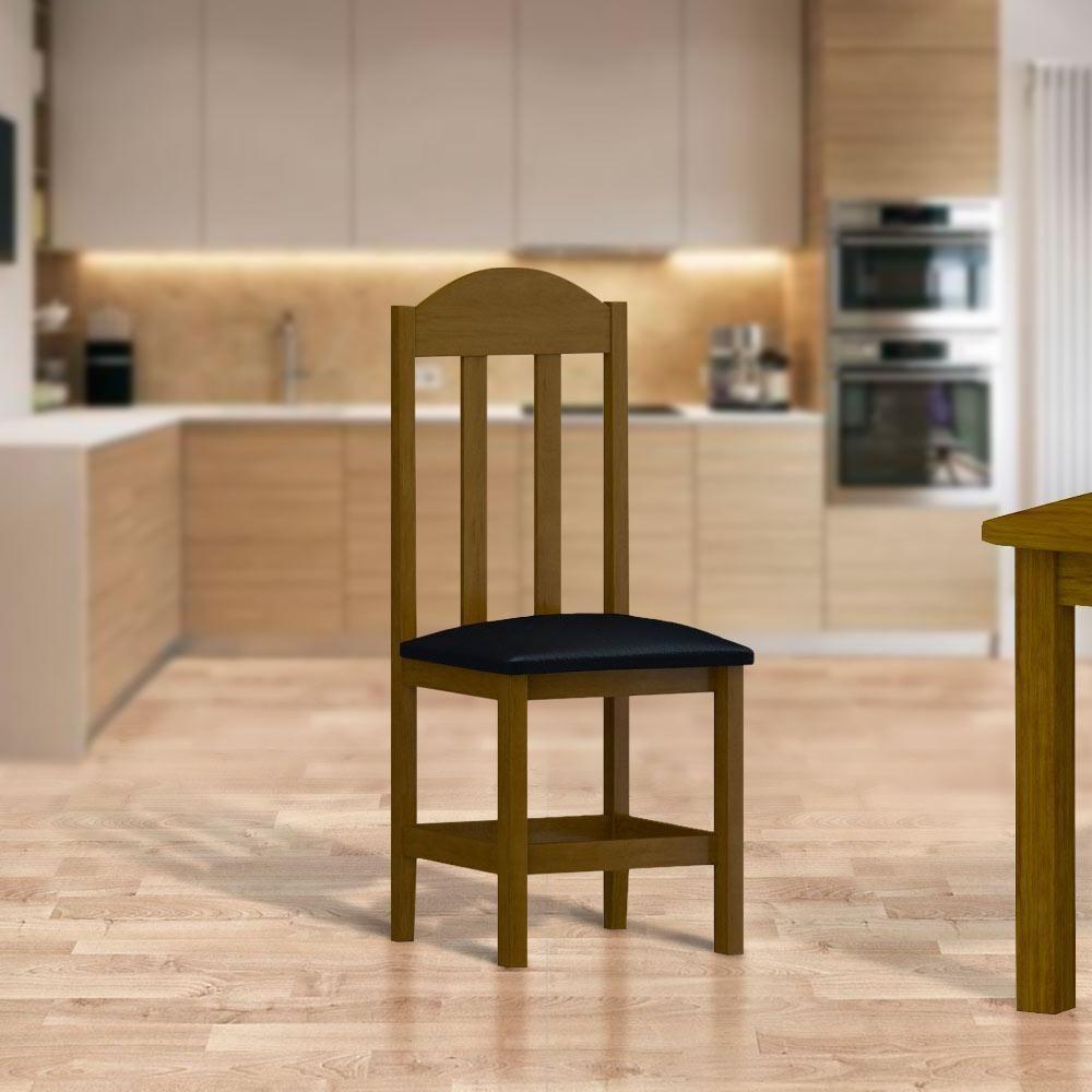 Kit Com 2 Cadeiras De Jantar Madeira Maciça Safira Imbuia Com Estofado Corano Preto Imbuia C/estofado Corano Preto - 1