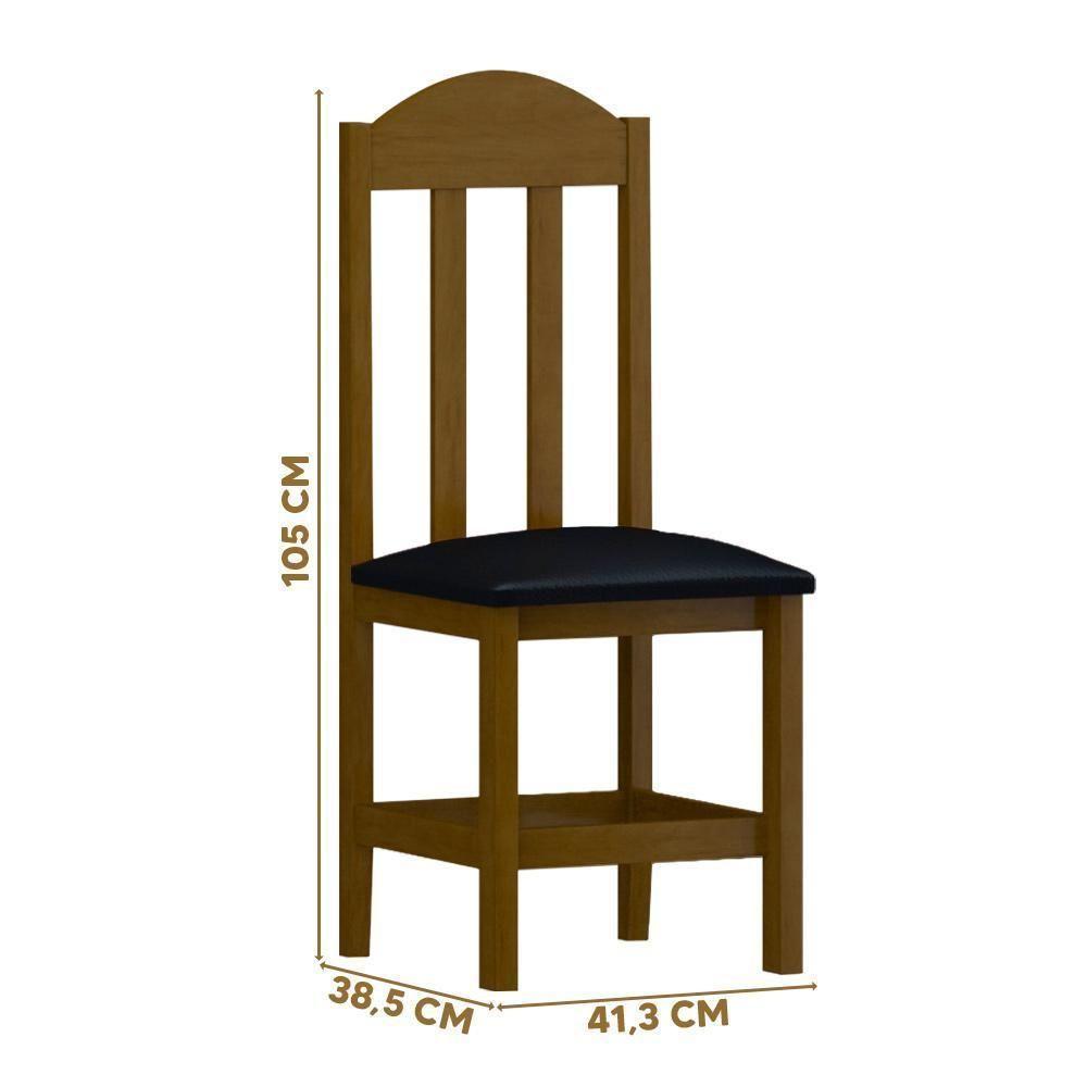 Kit Com 2 Cadeiras De Jantar Madeira Maciça Safira Imbuia Com Estofado Corano Preto Imbuia C/estofado Corano Preto - 2