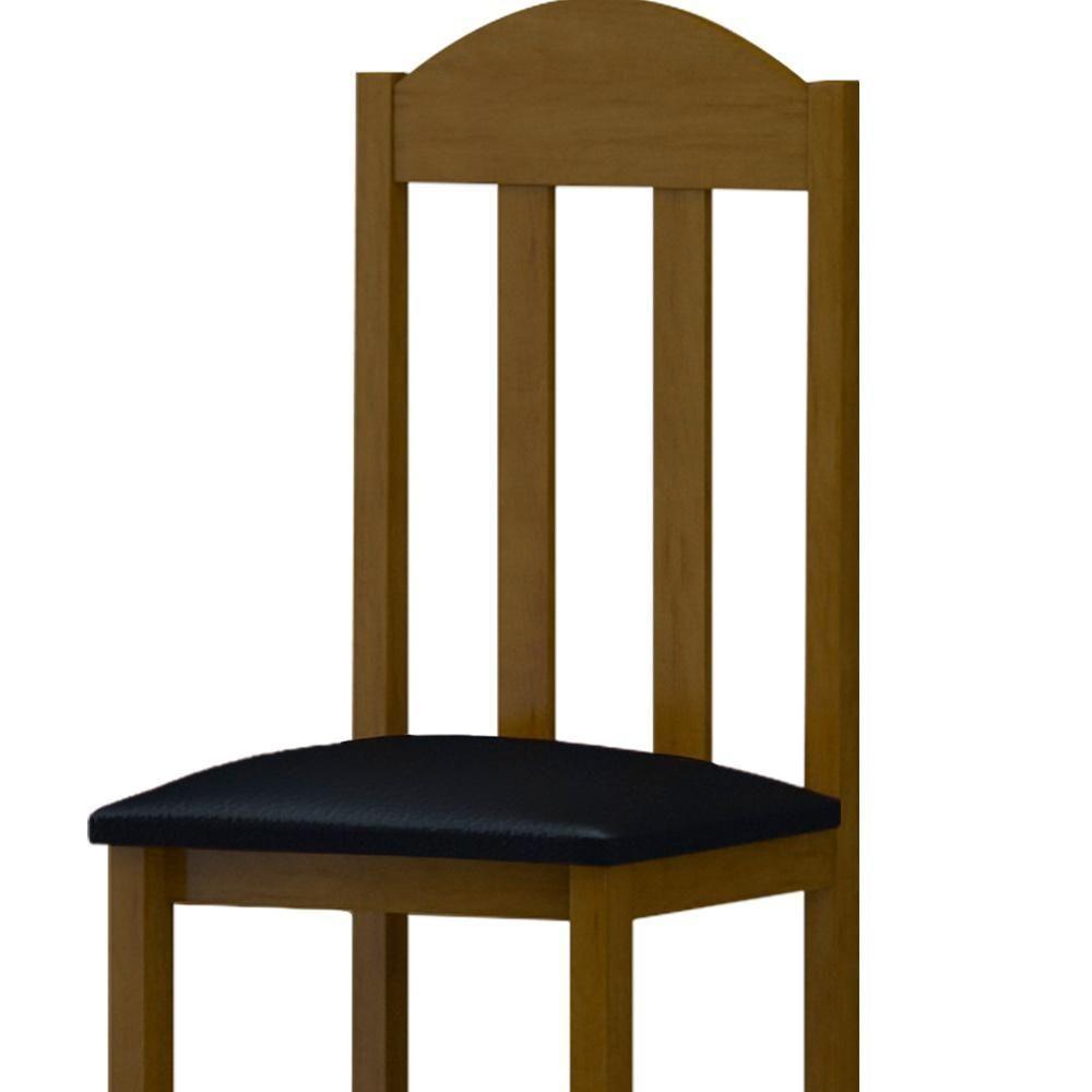 Kit Com 2 Cadeiras De Jantar Madeira Maciça Safira Imbuia Com Estofado Corano Preto Imbuia C/estofado Corano Preto - 4