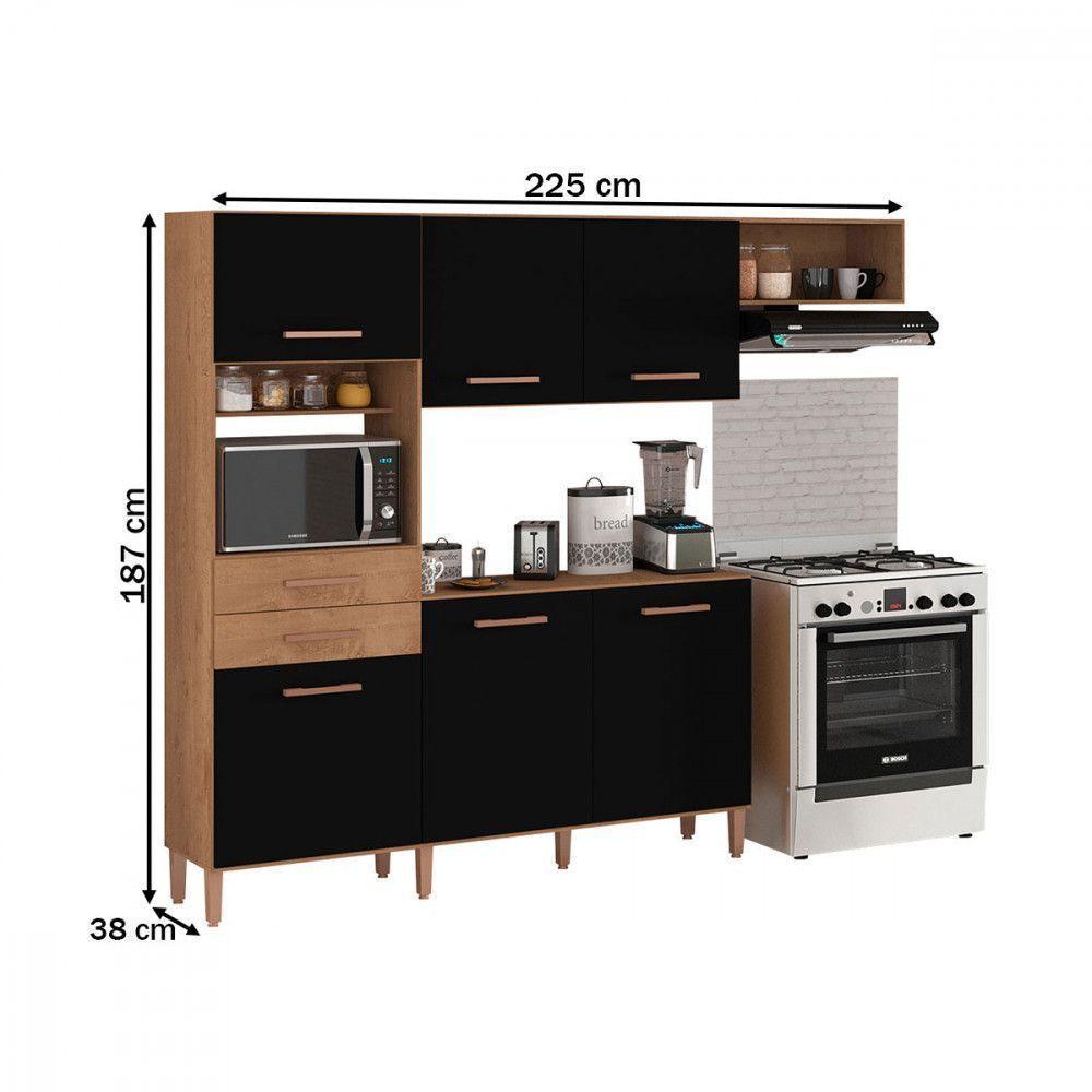 Cozinha Completa Salinas Top 6 Portas 2 Gav. Atualle Móveis Canelato Rustico/preto Fosco - 4