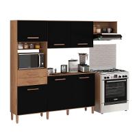 Cozinha Completa Salinas Top 6 Portas 2 Gav. Atualle Móveis Canelato Rustico/preto Fosco - 1