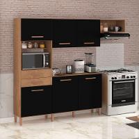 Cozinha Completa Salinas Top 6 Portas 2 Gav. Atualle Móveis Canelato Rustico/preto Fosco - 2