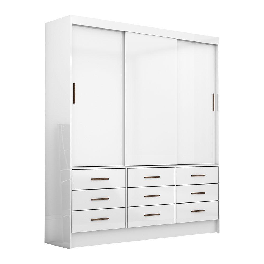 Guarda-roupa Sevilha 3 Portas 9 Gavetas Carioca Móveis Branco - 2