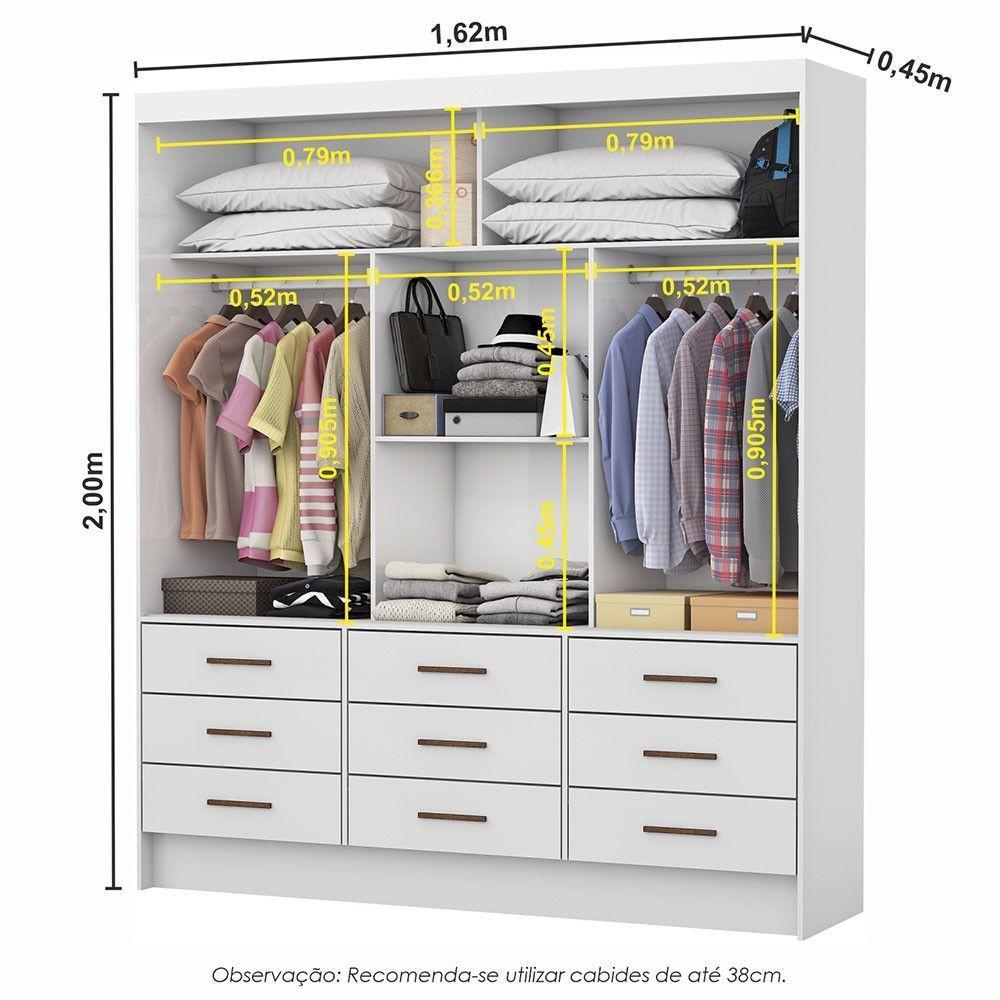 Guarda-roupa Sevilha 3 Portas 9 Gavetas Carioca Móveis Branco - 5