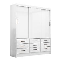 Guarda-roupa Sevilha 3 Portas 9 Gavetas Carioca Móveis Branco - 2