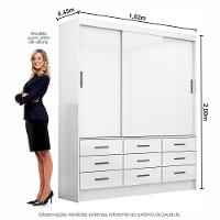 Guarda-roupa Sevilha 3 Portas 9 Gavetas Carioca Móveis Branco