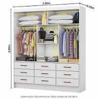 Guarda-roupa Sevilha 3 Portas 9 Gavetas Carioca Móveis Branco - 5