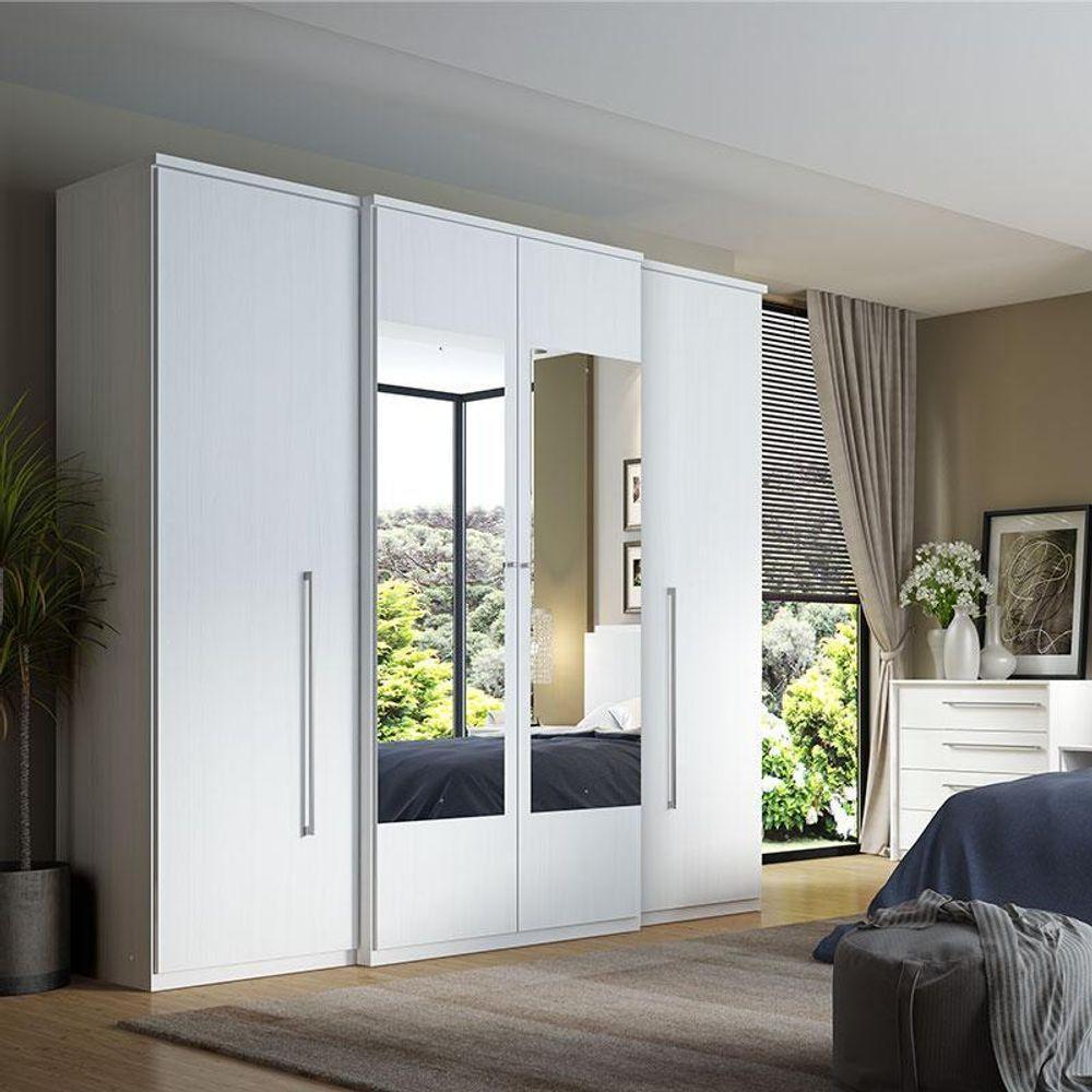 Guarda Roupa Casal Splendore Glass 4 Portas Branco Acetinado - Thb - 4