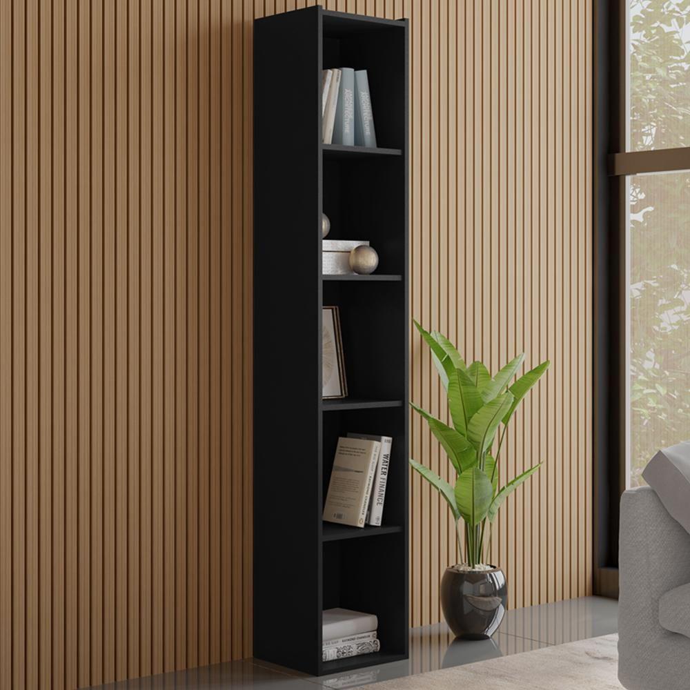 Estante Livreiro 4 Prateleiras 185x33 Cm Janaina Preto Reajl Moveis Preto - 3