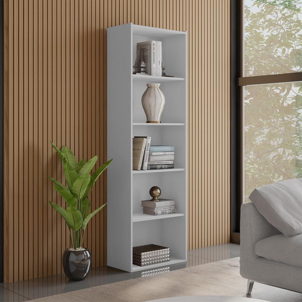 Estante Livreiro 4 Prateleiras 185x60 Cm Luiza Branco Reajl Moveis Branco - 1