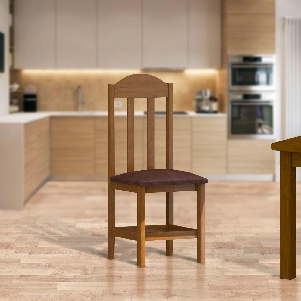 Kit Com 2 Cadeiras De Jantar Madeira Maciça Safira Mel Com Estofado Corano Marrom - 1