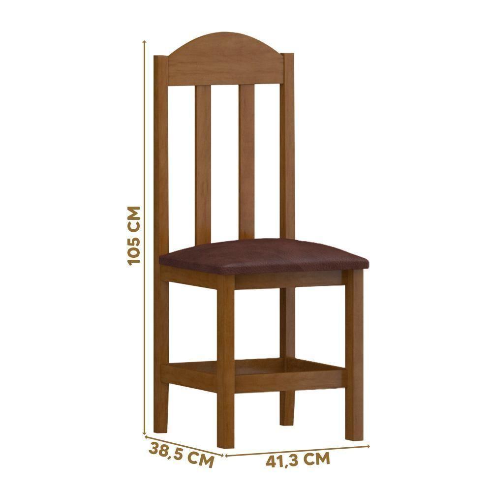 Kit Com 2 Cadeiras De Jantar Madeira Maciça Safira Mel Com Estofado Corano Marrom - 4