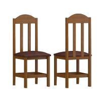 Kit Com 2 Cadeiras De Jantar Madeira Maciça Safira Mel Com Estofado Corano Marrom - 2