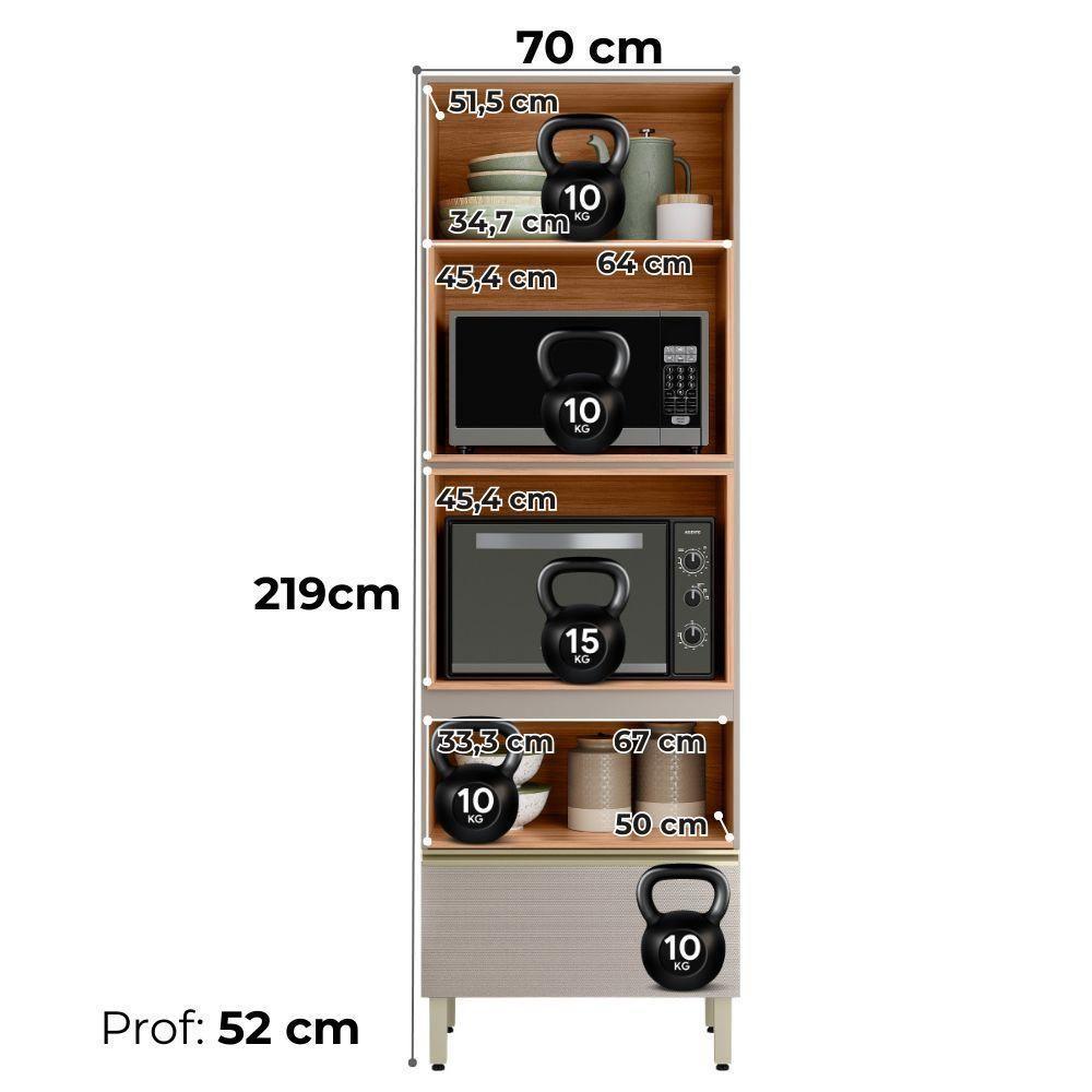 Torre Quente 2p 1g 219x70 Cm Mdf Proenca Nogueira Nude Prime Demartez Nogueira Nude Prime - 6