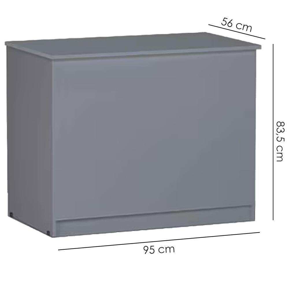 Balcao Bau Multiuso 95 Cm Amanda Cinza Reajl Móveis Cinza - 3