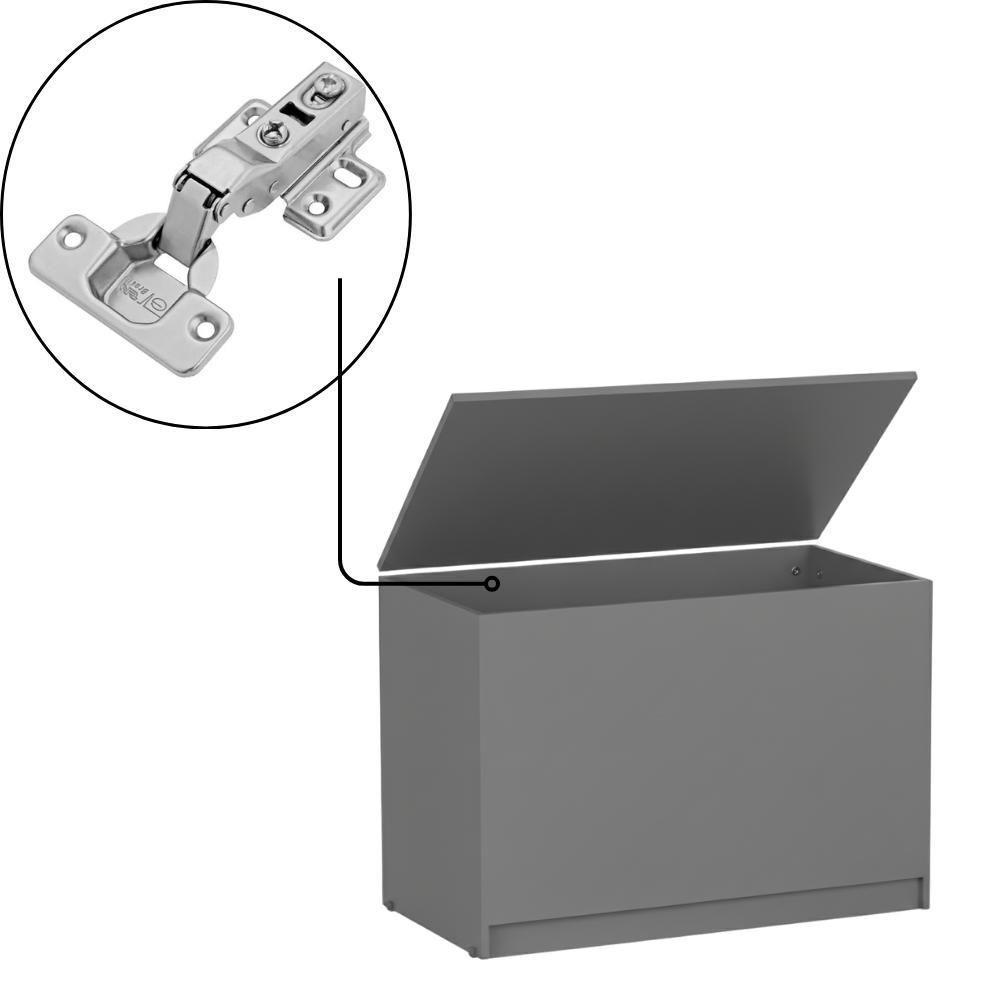 Balcao Bau Multiuso 95 Cm Amanda Cinza Reajl Móveis Cinza - 5