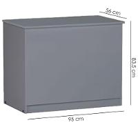 Balcao Bau Multiuso 95 Cm Amanda Cinza Reajl Móveis Cinza - 3