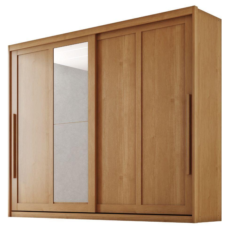 Guarda Roupas Casal 2 Portas De Correr Com Espelho 100% Mdf 6 Gavetas Firenze Madeirado - 1