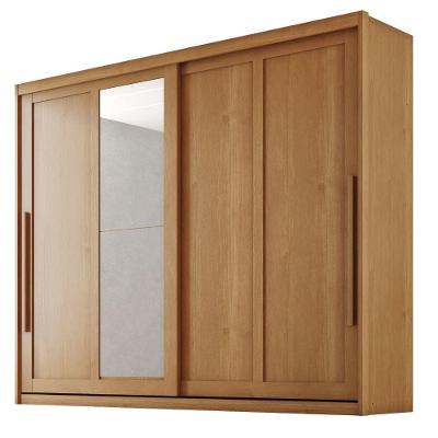 Guarda Roupas Casal 2 Portas De Correr Com Espelho 100% Mdf 6 Gavetas Firenze Madeirado