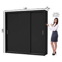 Guarda-roupa Casal Clarice Com 4 Gavetas Carioca Móveis Preto