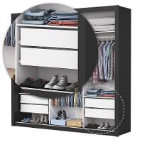 Guarda-roupa Casal Clarice Com 4 Gavetas Carioca Móveis Preto - 7