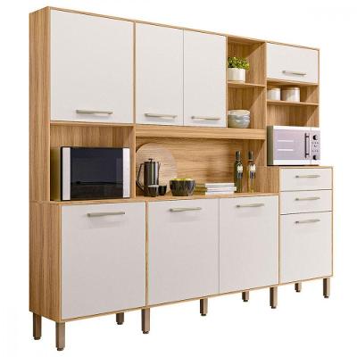 Cozinha Compacta Hortelã 8 Portas 2 Gavetas Cristal Nicioli Freijó/off White