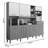 Cozinha Compacta Hortelã 8 Portas 2 Gavetas Cristal Nicioli Freijó/off White - 4