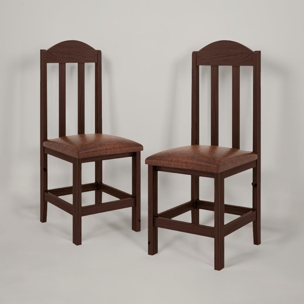Kit Com 2 Cadeiras De Jantar Madeira Maciça Safira Castanho Com Estofado Marrom Castanho C/estofado Marrom - 6