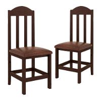 Kit Com 2 Cadeiras De Jantar Madeira Maciça Safira Castanho Com Estofado Marrom Castanho C/estofado Marrom - 2