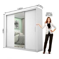 Guarda-roupa Casal Melissa 4 Gvts Super Glass Carioca Móveis Branco - 3
