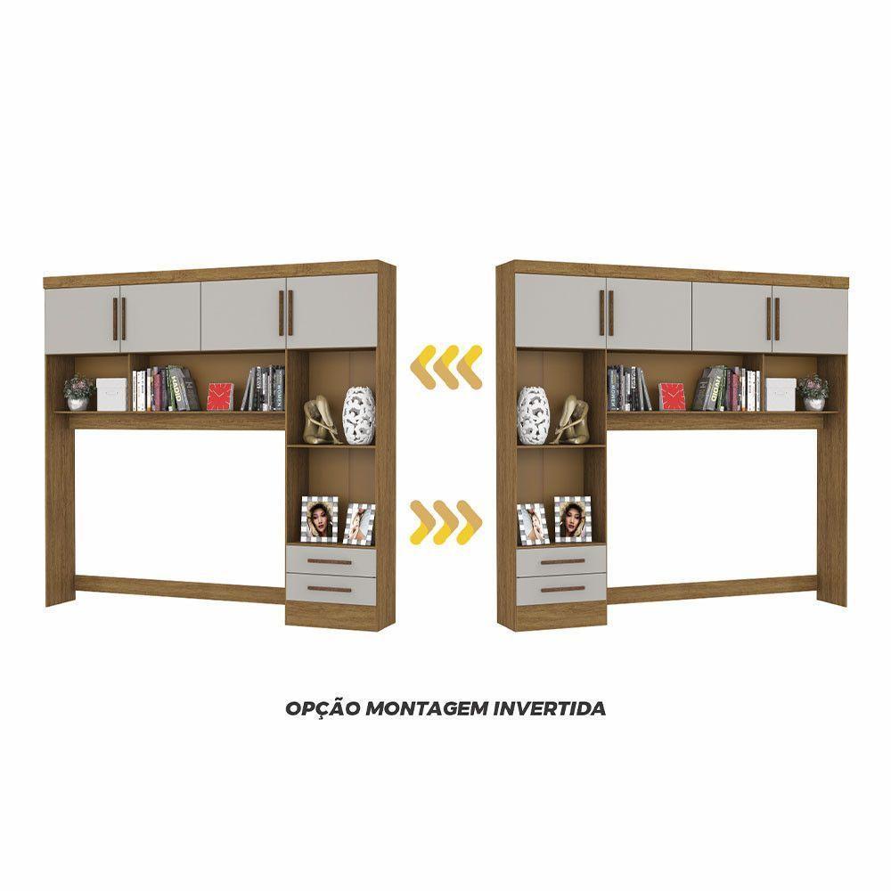 Guarda-roupa Modulado 4 Portas 2 Gavetas Carioca Móveis Cinamomo/off White - 6