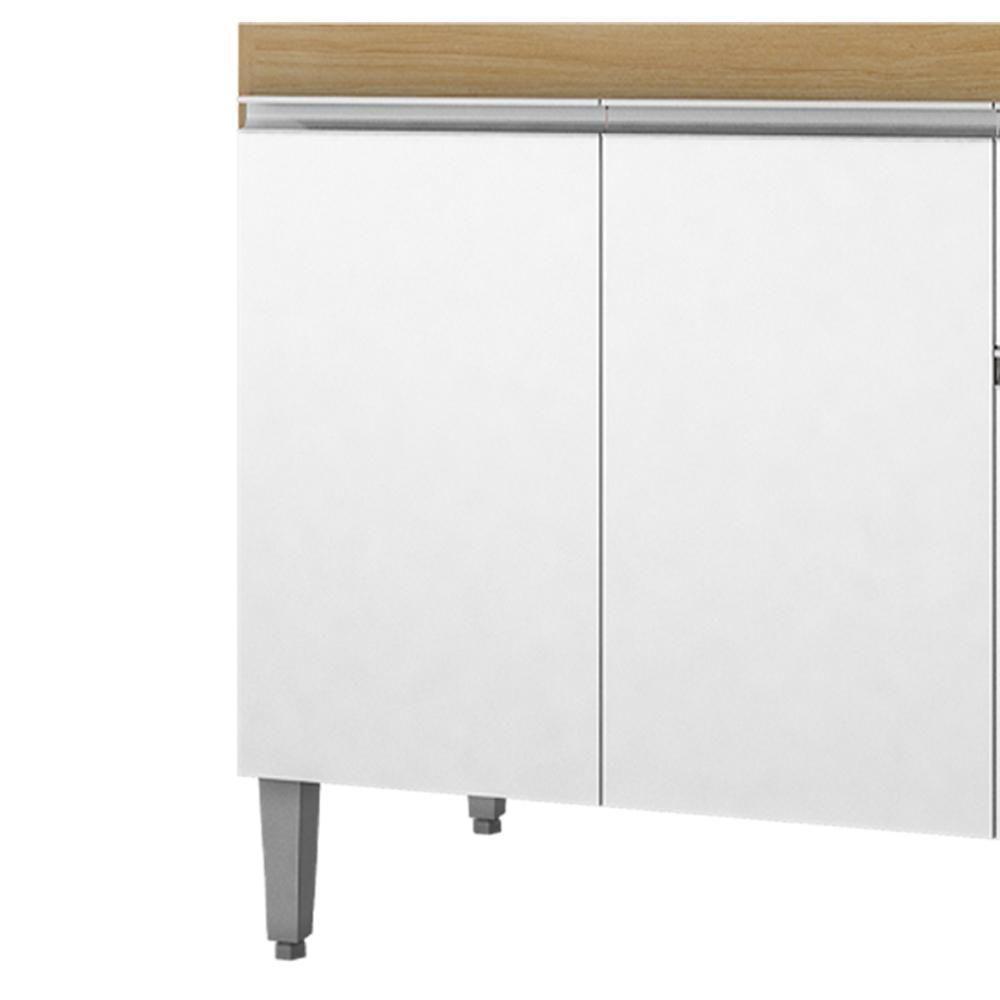 Balcao Para Pia Sem Tampo 95 Cm Tatiane Amendoa Branco Reajl Moveis Amendoa Branco - 6