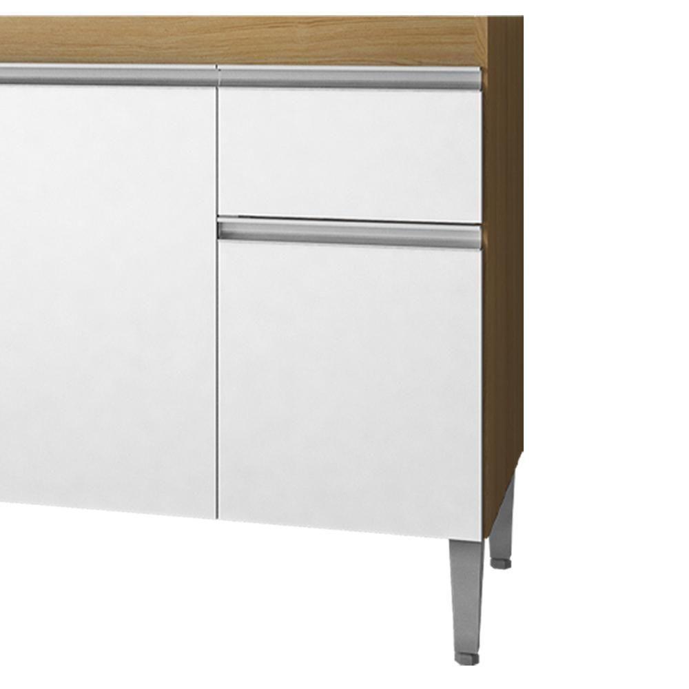 Balcao Para Pia Sem Tampo 95 Cm Tatiane Amendoa Branco Reajl Moveis Amendoa Branco - 7