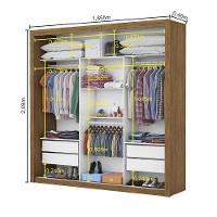 Guarda-roupa Casal Clarice Com 4 Gavetas Carioca Móveis Cinamomo/branco