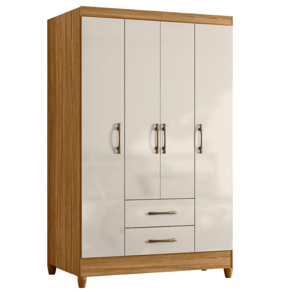 Guarda Roupas Solteiro 4 Portas 2 Gavetas Armany Madeirado/off White - 1