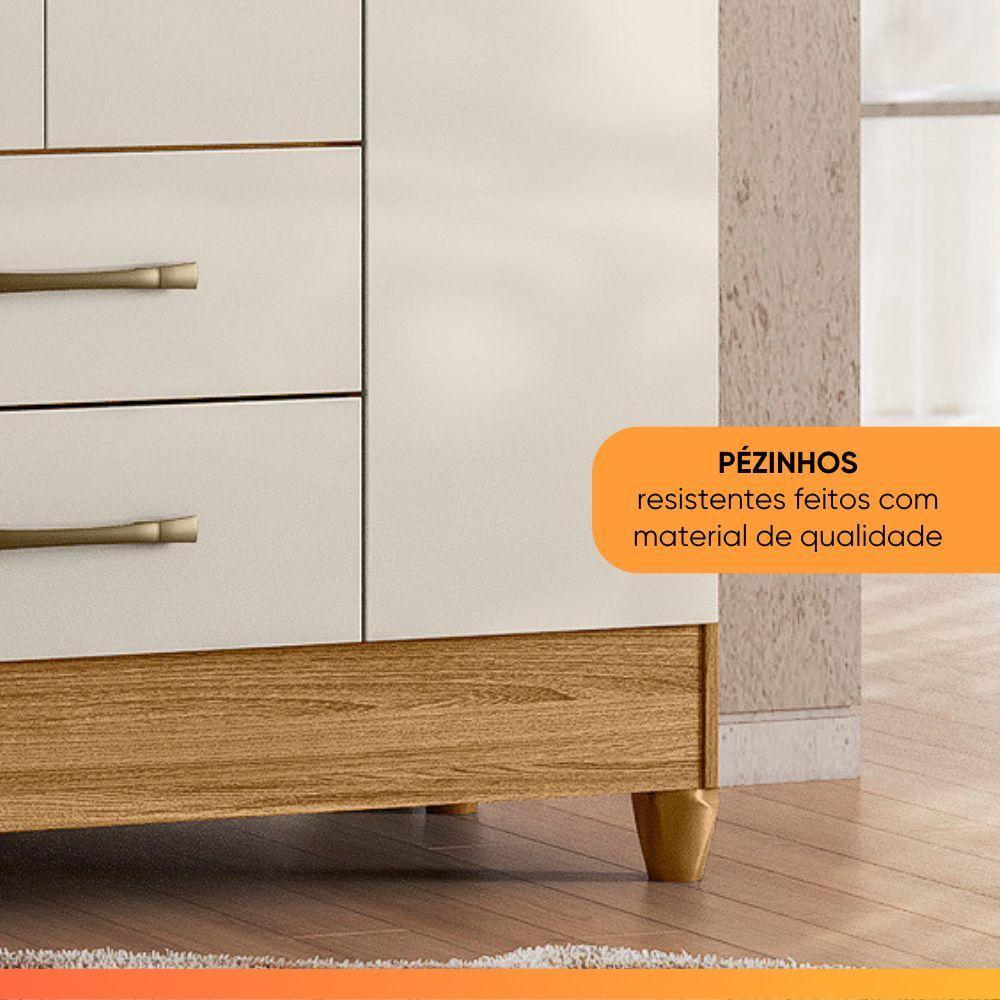 Guarda Roupas Solteiro 4 Portas 2 Gavetas Armany Madeirado/off White - 6