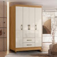 Guarda Roupas Solteiro 4 Portas 2 Gavetas Armany Madeirado/off White - 2