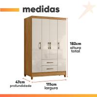 Guarda Roupas Solteiro 4 Portas 2 Gavetas Armany Madeirado/off White - 3
