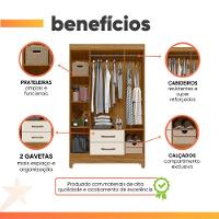 Guarda Roupas Solteiro 4 Portas 2 Gavetas Armany Madeirado/off White