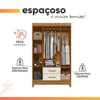 Guarda Roupas Solteiro 4 Portas 2 Gavetas Armany Madeirado/off White - 7