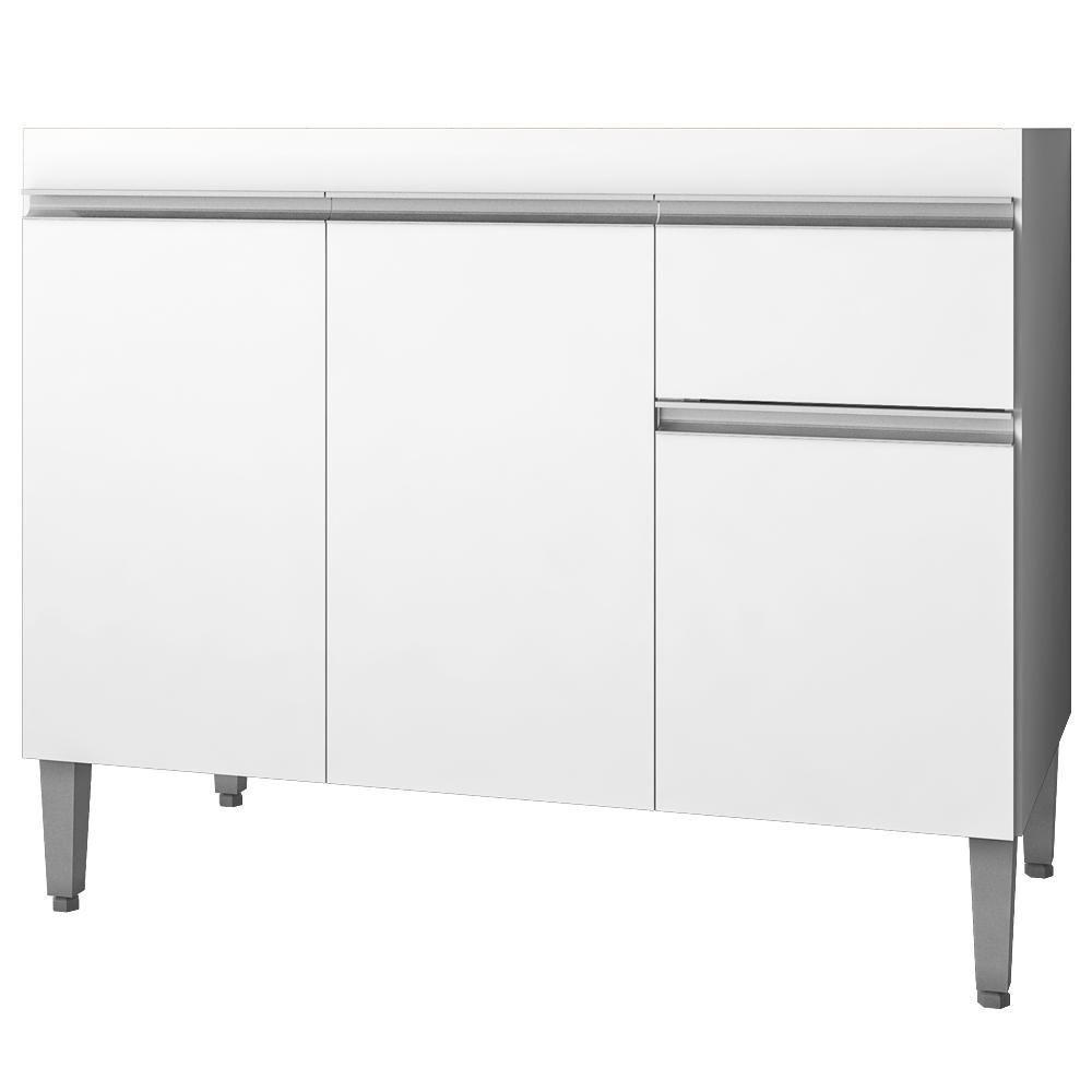 Balcao Para Pia Sem Tampo 118 Cm Tatiane Branco Reajl Moveis Branco - 2