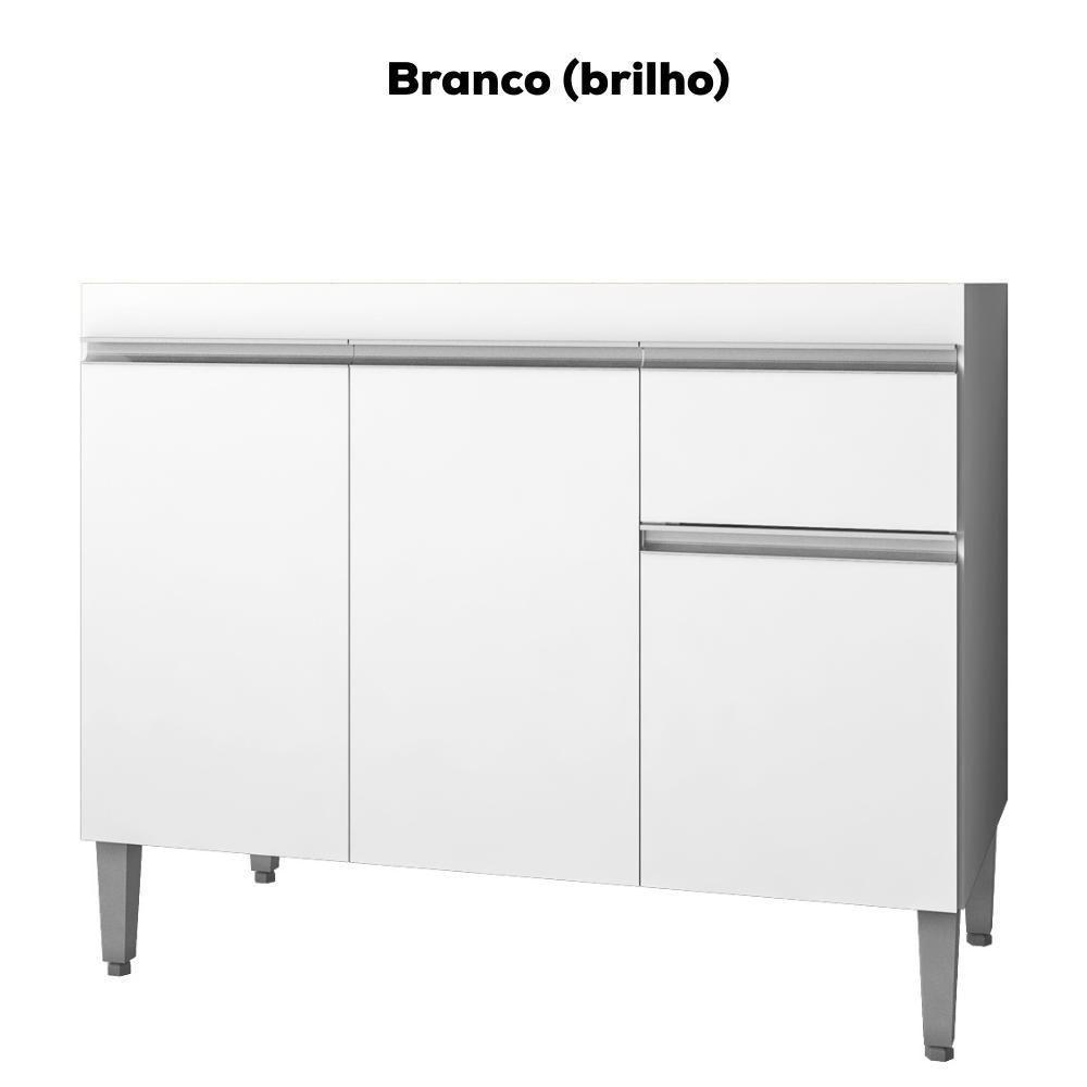 Balcao Para Pia Sem Tampo 118 Cm Tatiane Branco Reajl Moveis Branco - 4