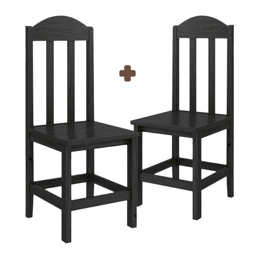 Kit Com 2 Cadeiras De Jantar Madeira Maciça Safira Preço Sem Estofado Preto S/estofado - 4