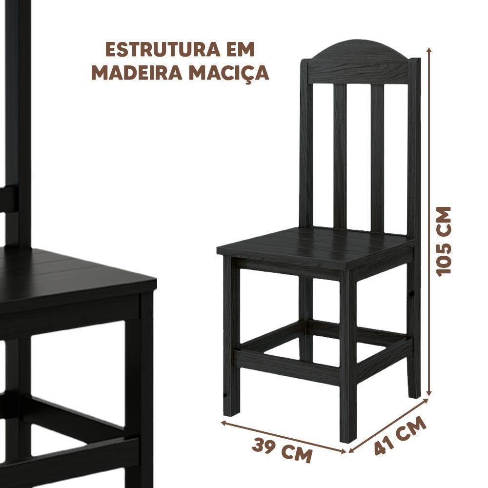 Kit Com 2 Cadeiras De Jantar Madeira Maciça Safira Preço Sem Estofado Preto S/estofado - 5