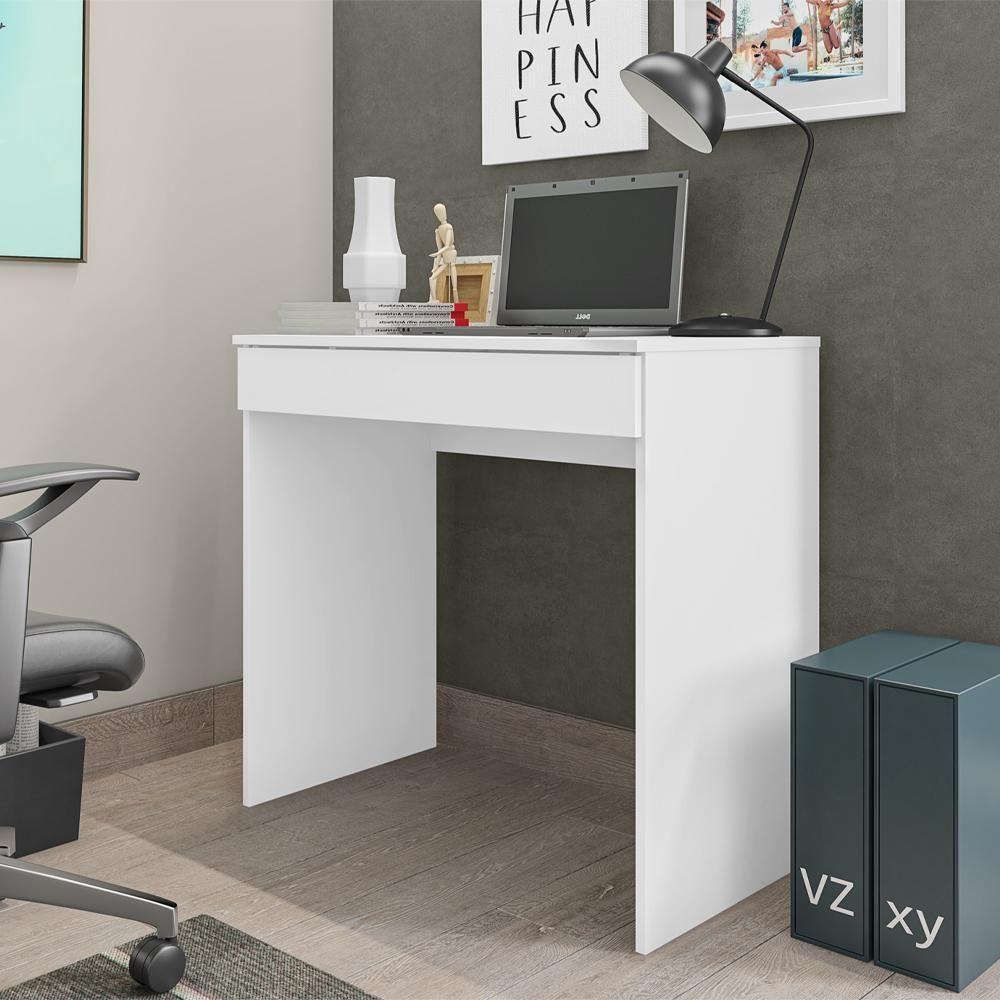 Mesa Para Computador Escrivaninha 1 Gaveta 80 Cm Alexia Branco Reajl Moveis Branco - 1